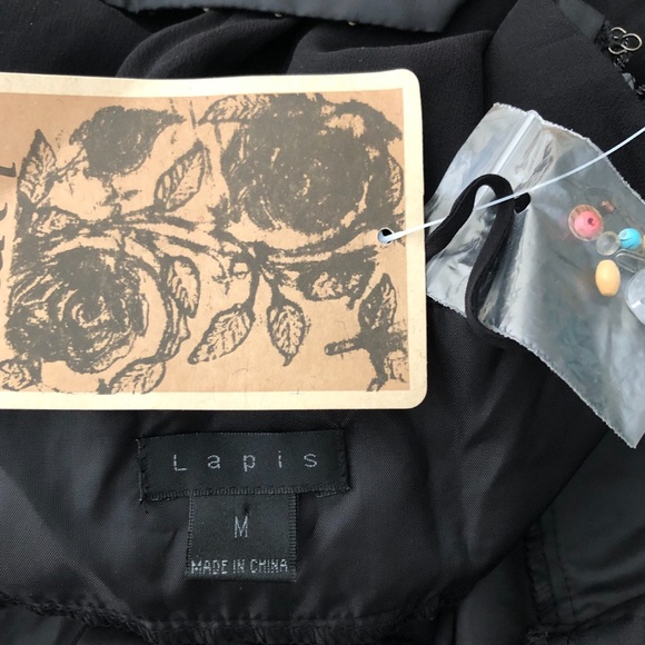 Lapis silk beaded sheer fully lined LBD M - Picture 4 of 7